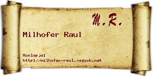 Milhofer Raul névjegykártya